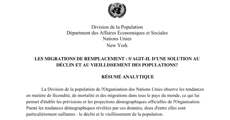 L’ONU reconnaît le « Grand Remplacement », imposé par les élites aux