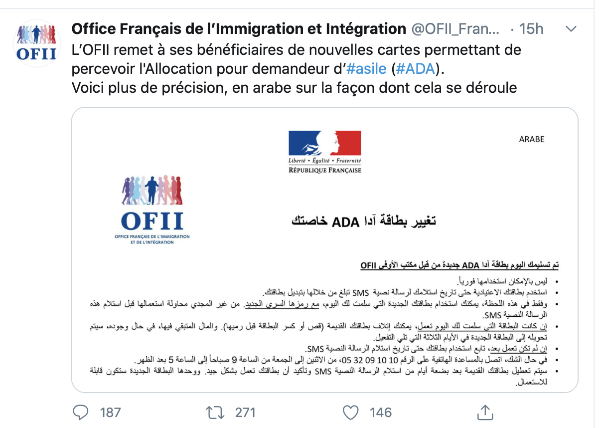C’est normal que l’Office français de l’immigration communique en arabe ?