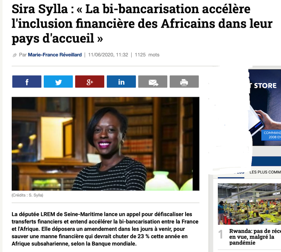 Sira Sylla, député LREM, veut défiscaliser les transferts de fonds de France en Afrique !
