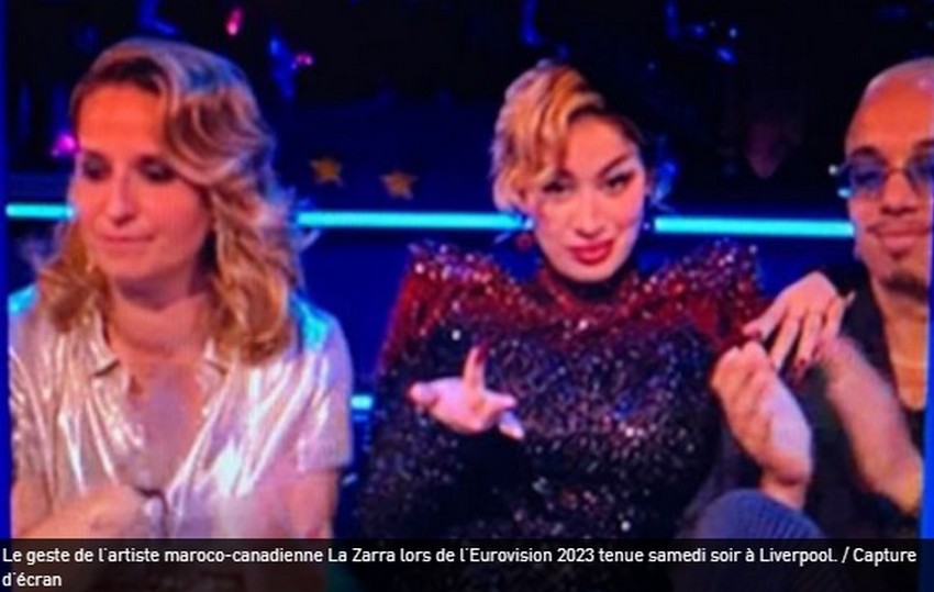 La Zarra présentant un doigt d'honneur aux spectateurs de l'Eurovision