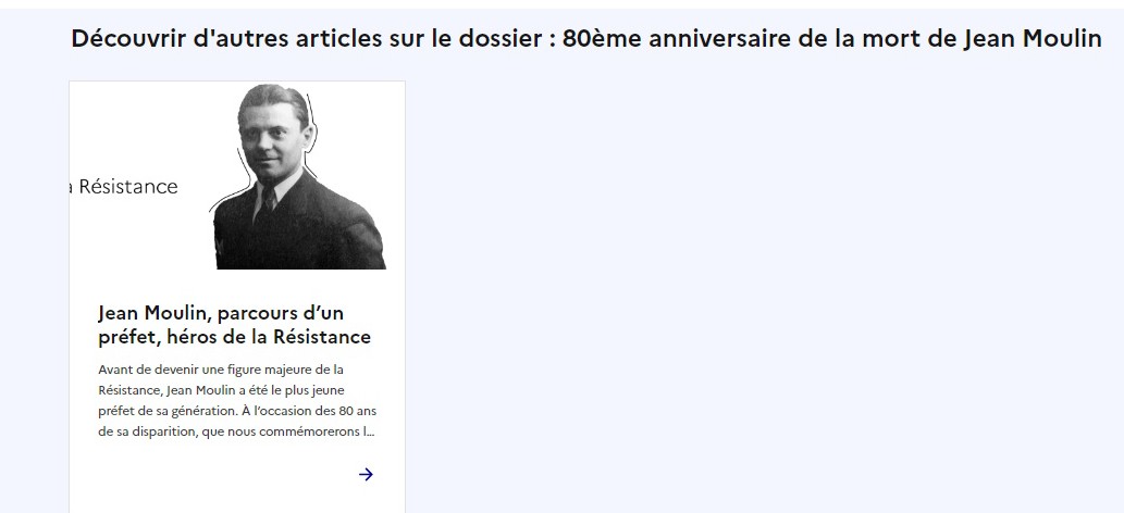 Photo défigurée de Jean Moulin sur le site web du ministère de l'Interieur
