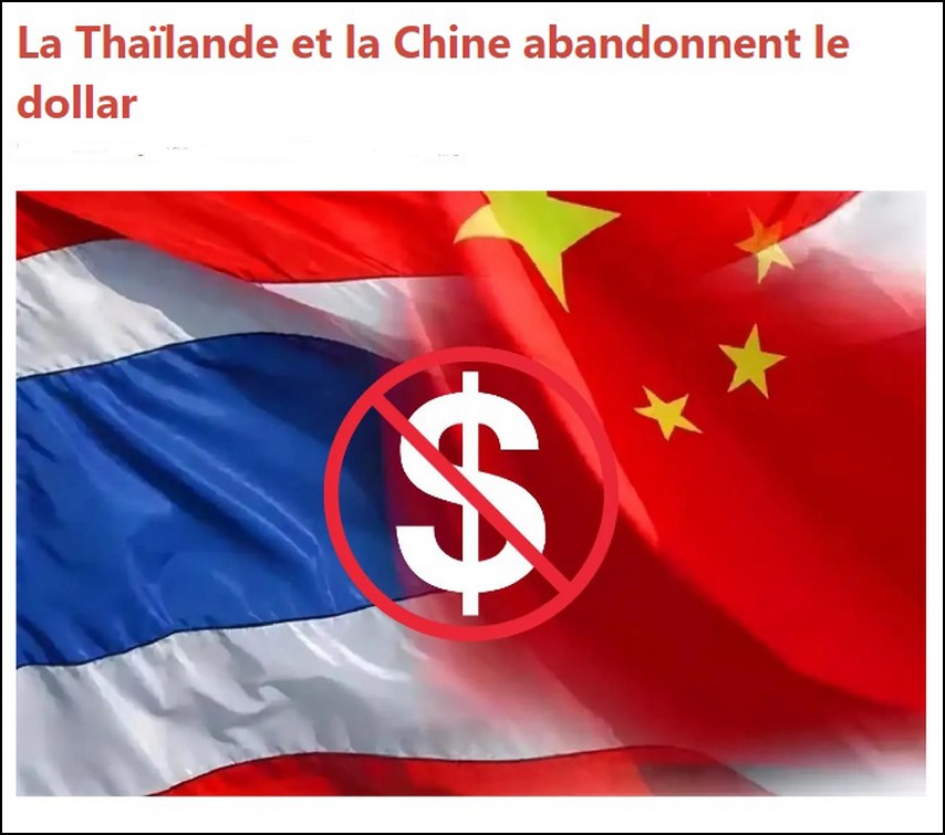La Thaïlande et la Chine ne veulent plus du dollar US 