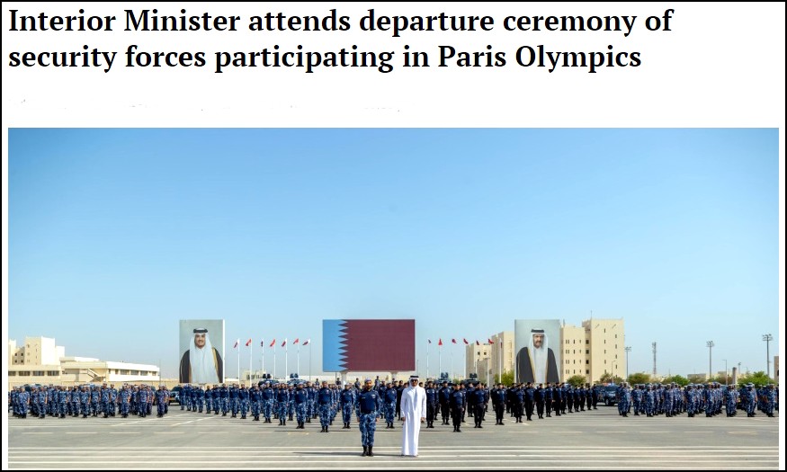 Cérémonie officielle avant départ troupe police qatarie à Paris